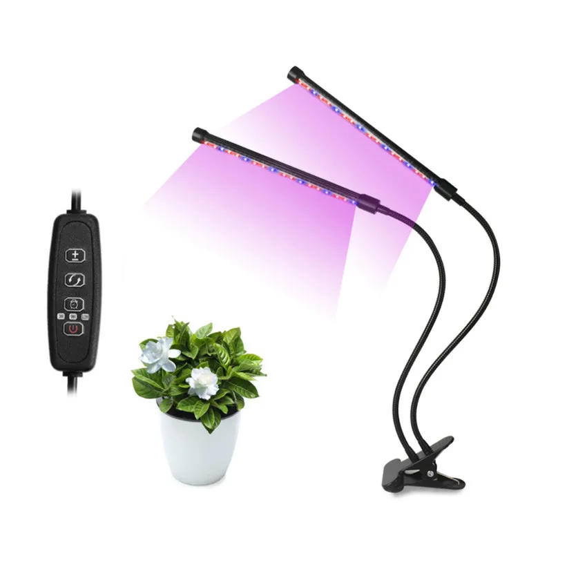 Светодиодные лампы для комнатных растений с регулируемым зажимом LED светильник полного спектра красного синего цветов 2 трубки Солнечный свет