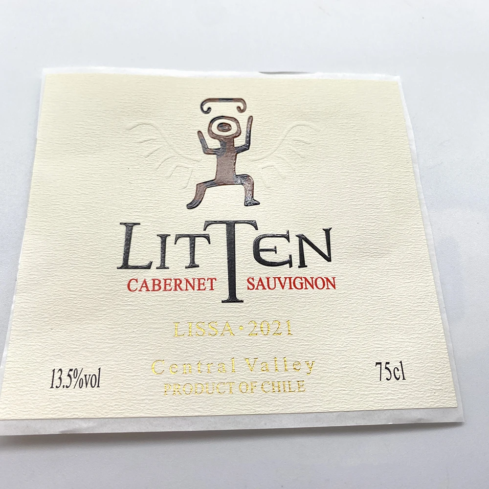 Custom Private Wine Embossed Sticker Print Wine Bottle Labels