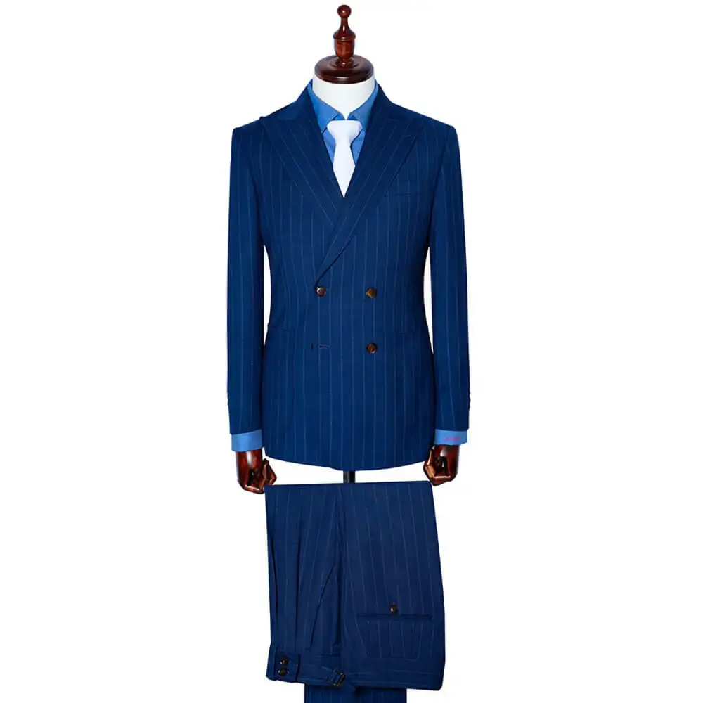 MTM made to measure  navy striped fabric hand made lapel hole italy style blazer slim suits