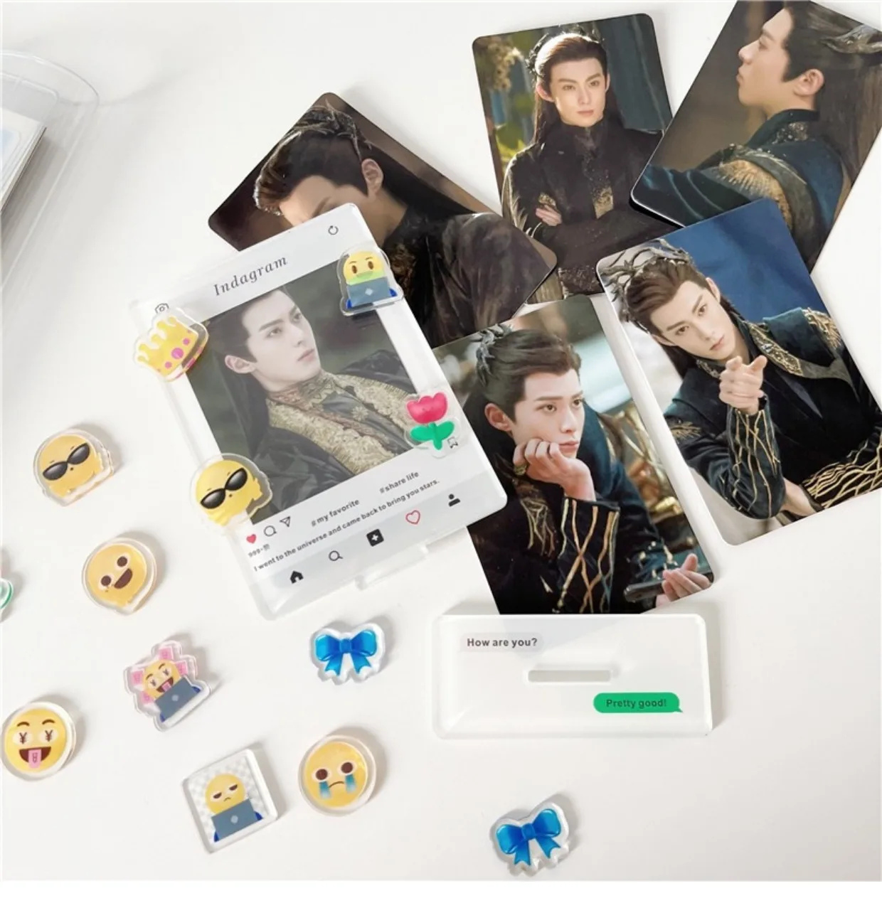 Acrylic Custom Stray Kids Plush Car Card Holder Photo Coaster Set With Holder