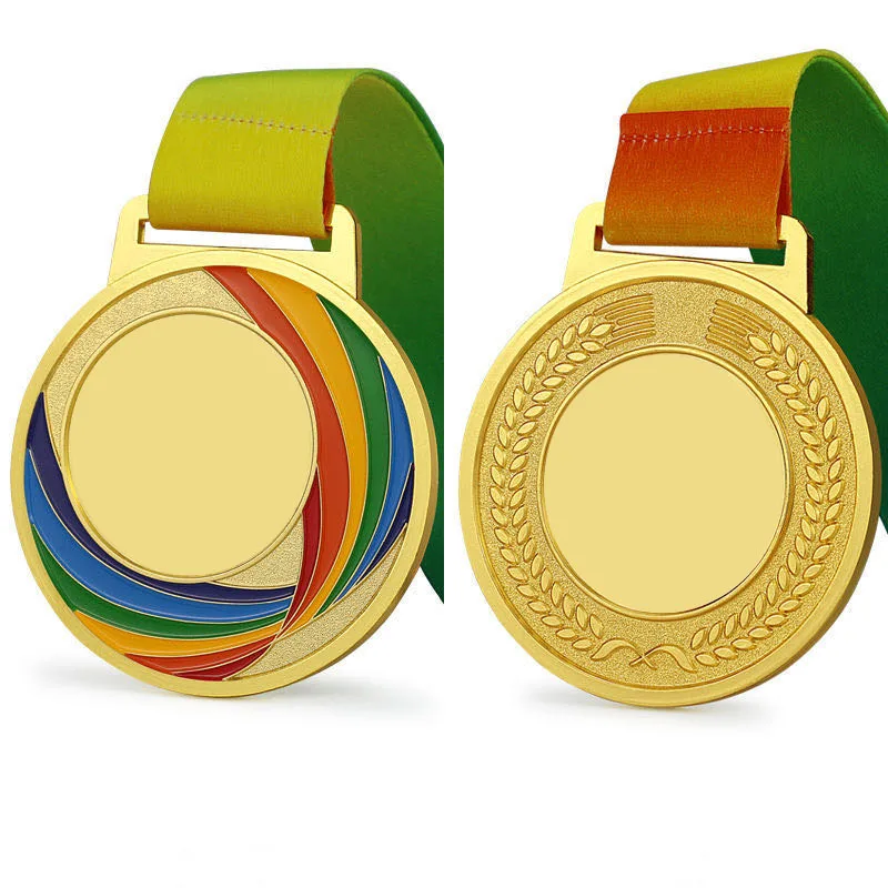 custom blank medals for ribbon cycling metal sports award trophies military with gold medal