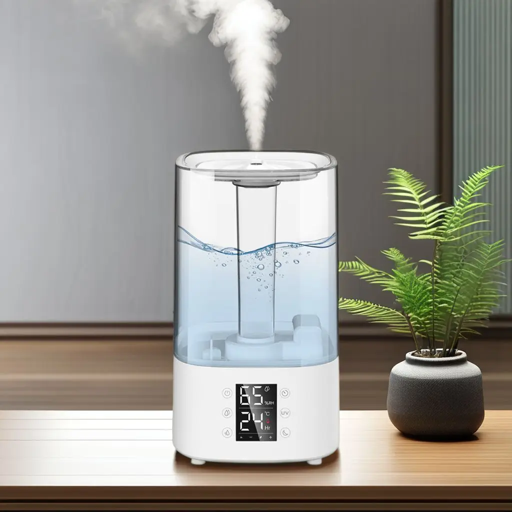 RUNAL New Large Capacity Led Lcd Display Warm Mist Hybrid H2O Household Room Ultrasonic Air Humidifier With Remote Control