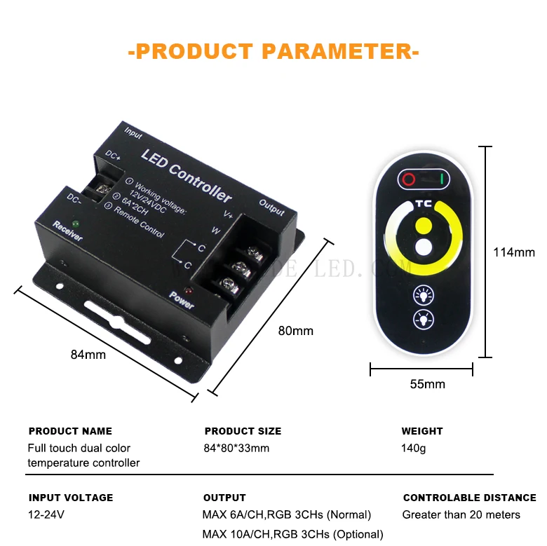 DC12V 24V светодиодный сенсорный диммер двухцветный беспроводной с 6 клавишами радиочастотный раздвижной пульт дистанционного управления