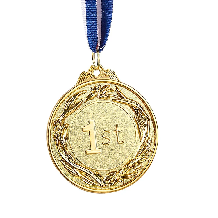 Hot trending products custom printing running gold metal award sport medal with ribbon