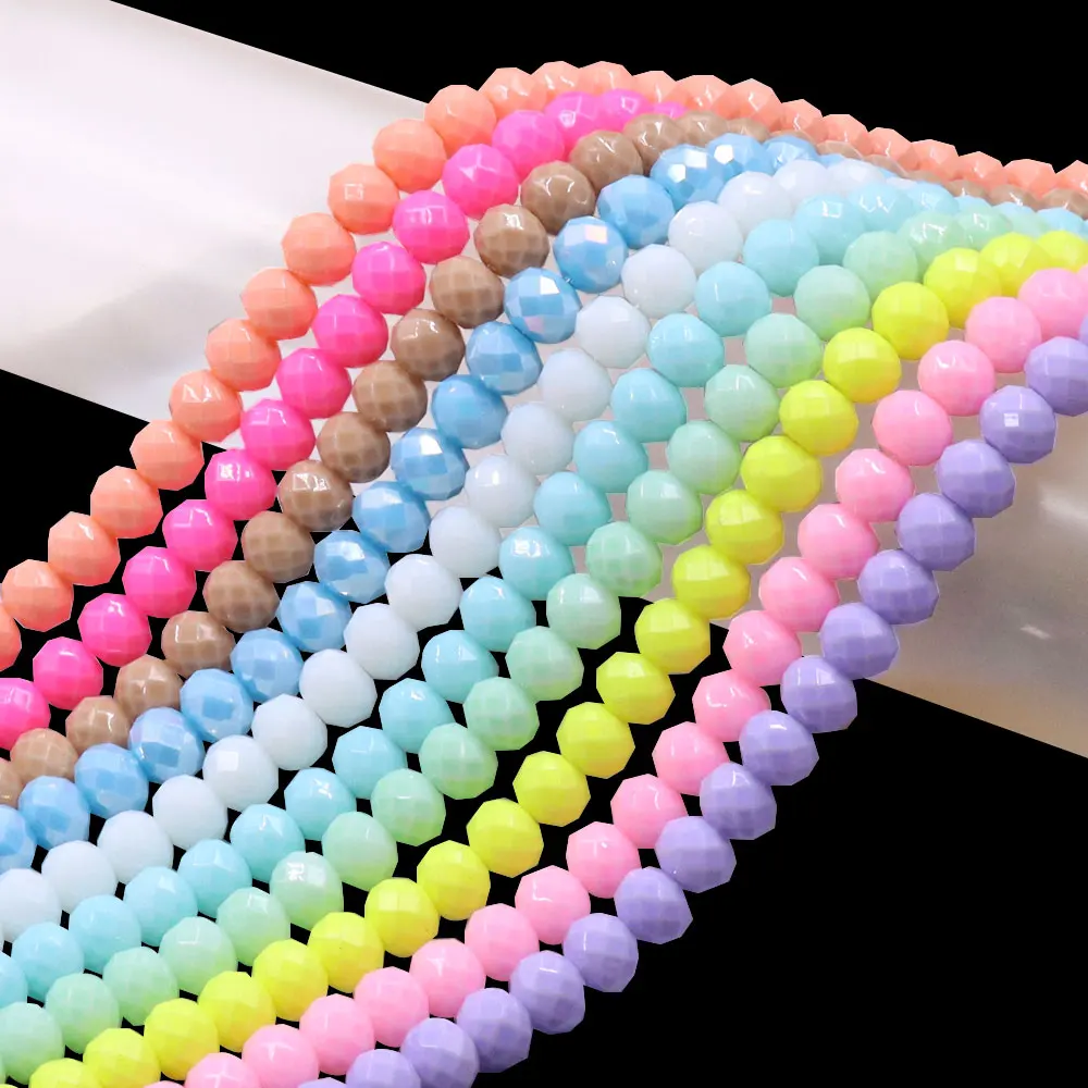 10x8mm Hot Pink Red Rainbow Disc Crystal Faceted Wheel Abacus Glass Beads for Bracelet Jewelry Decoration Making