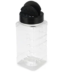 clear pet plastic square spice jars 500ml 300ml seasoning blend Bottle with seal liner slip inside plastic spice condiment jars