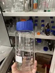 Laboratory Wide Mouth Reagent  1000ml Borosilicate Glass Media Storage Bottle Jars With Blue Screw Cap 1 Liter