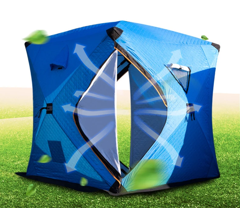 Custom Outdoor Shelter Ice Cube Winter Fishing Portable Tenting Square Automatic Pop Up Hiking Insulated Camping Tent For Party