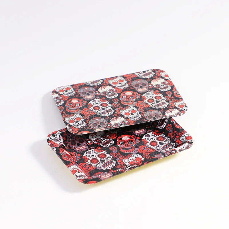 Custom logo printed tin smoke serving tray herb tobacco metal rolling trays wholesale