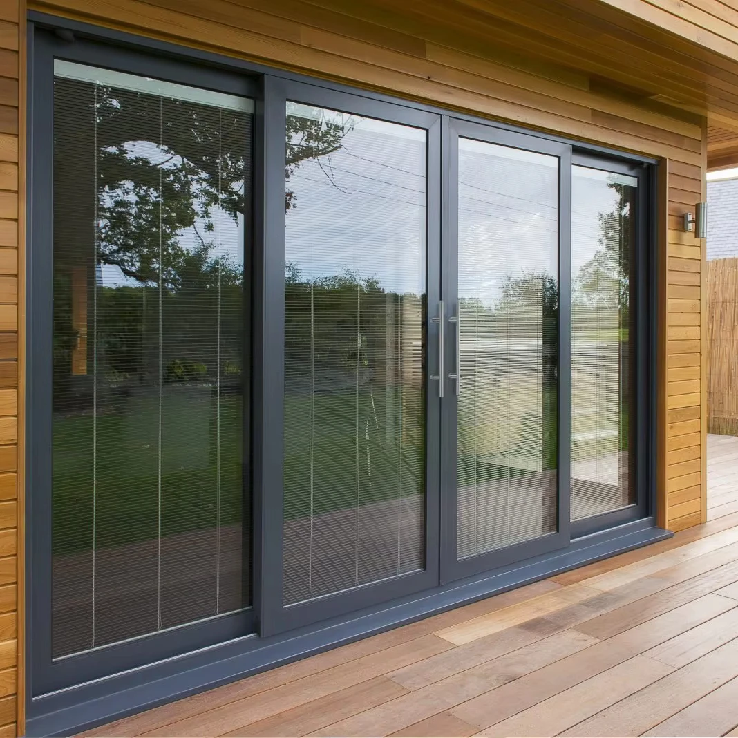 Modern Design Double Tempered Glazed Double Big Tempered Glass Pocket Aluminum Sliding Patio Door