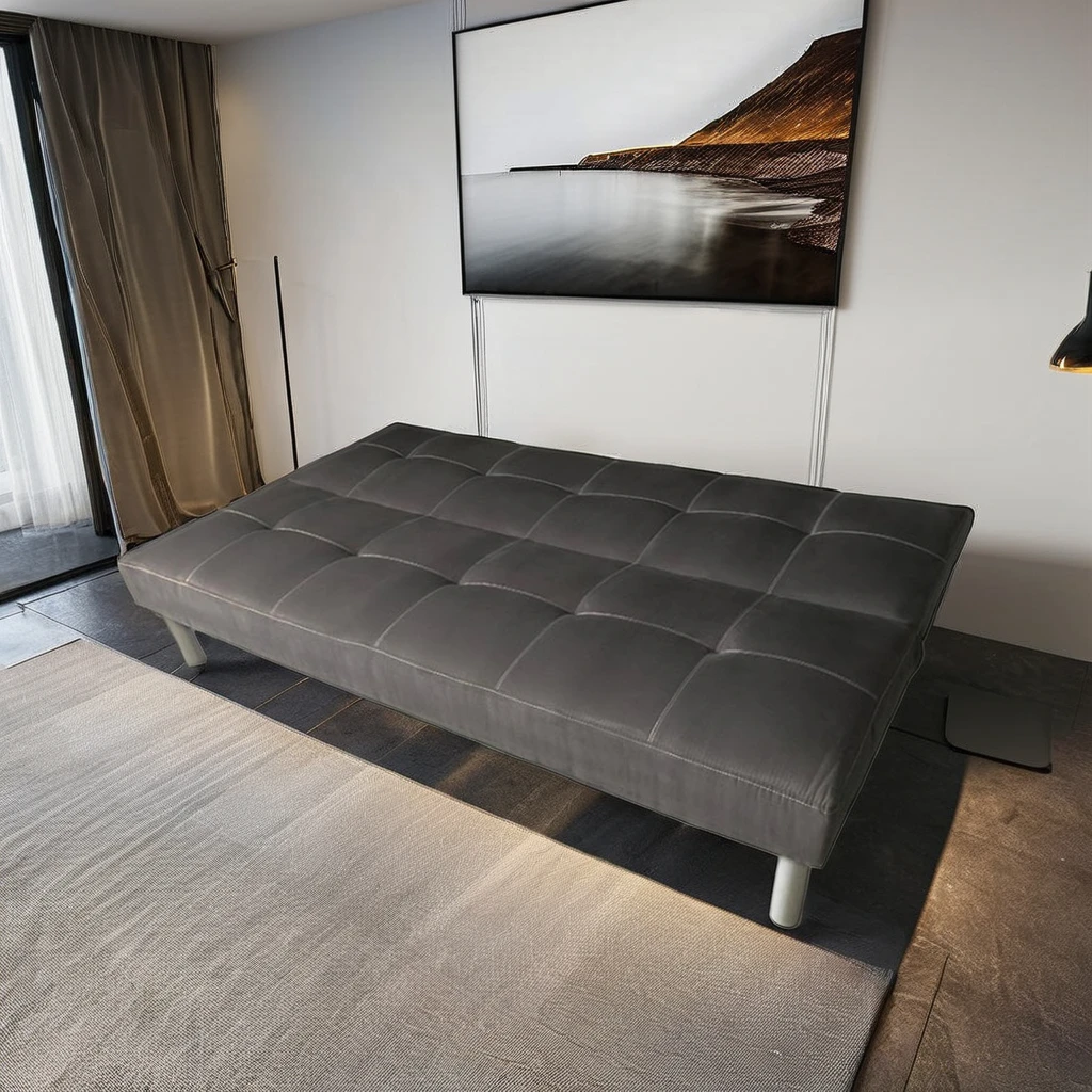 Modern Simple Design Click clack Folding fabric Sofa Cum Bed Flat Pack Futon Three Seat Folded Down Fabric Sofa Bed