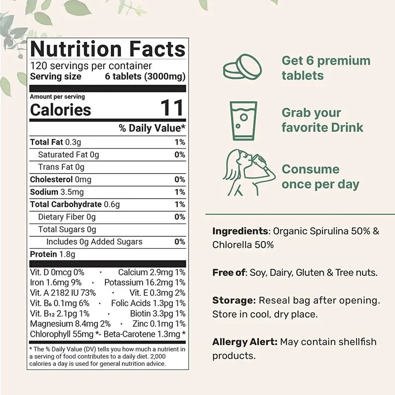 Private Label GMP Natural Organic Algae Chlorella Spirulina Capsules Feed Grade Spirulina Powder Spirulina Tablets