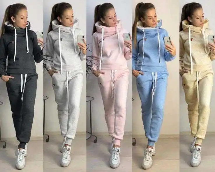 Real shot jacket coat T-shirt women autumn and winter fiery new two-piece fashion casual sports suit sweater women spring