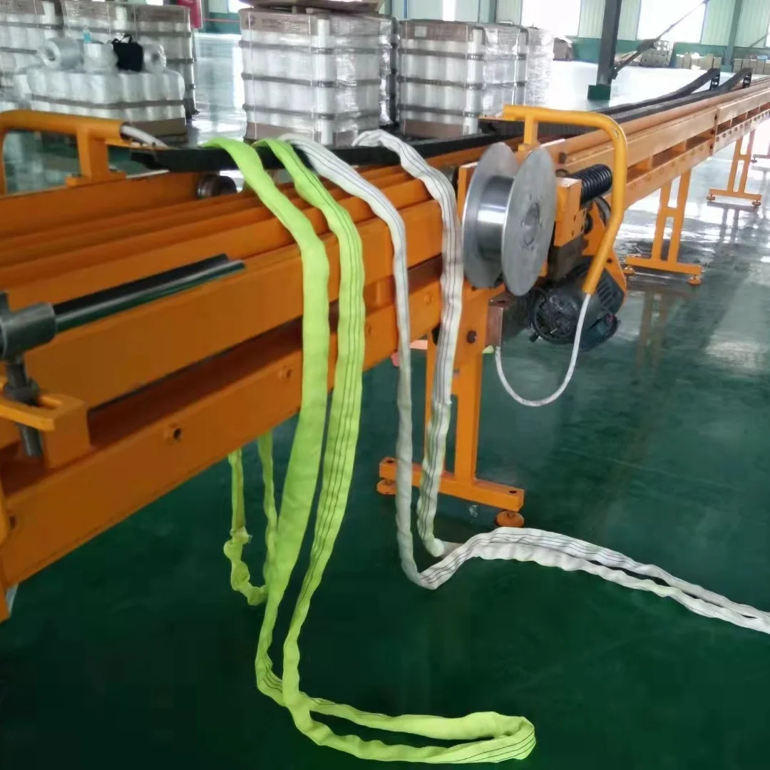 10ton 15ton 50ton 100ton 200ton 100% polyester webbing round sling machine/round sling making machine