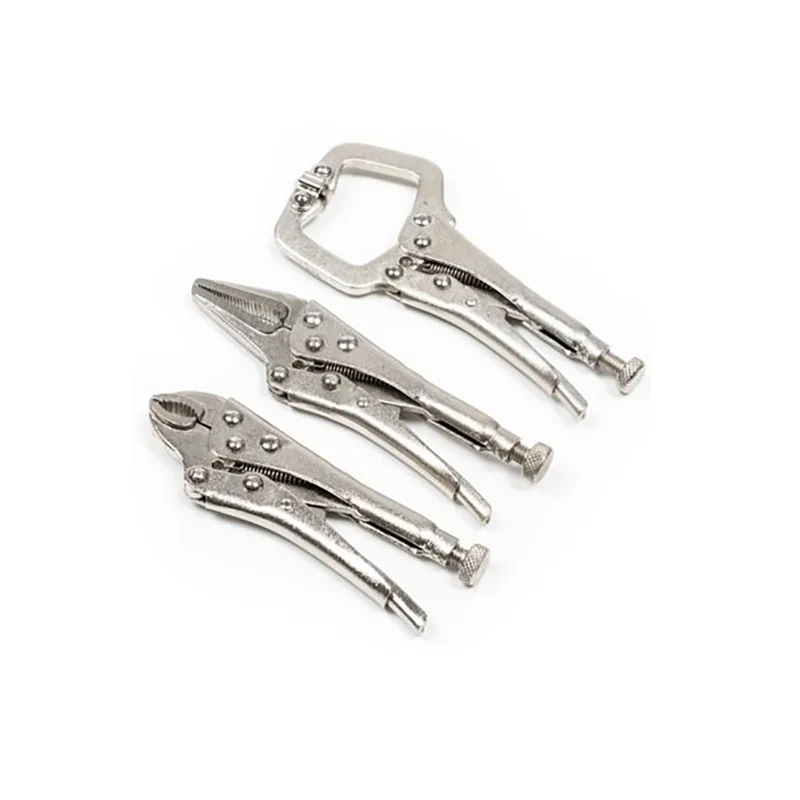 mini 3 pcs carved jaw long nose C type 4 inch vise grip locking pliers set