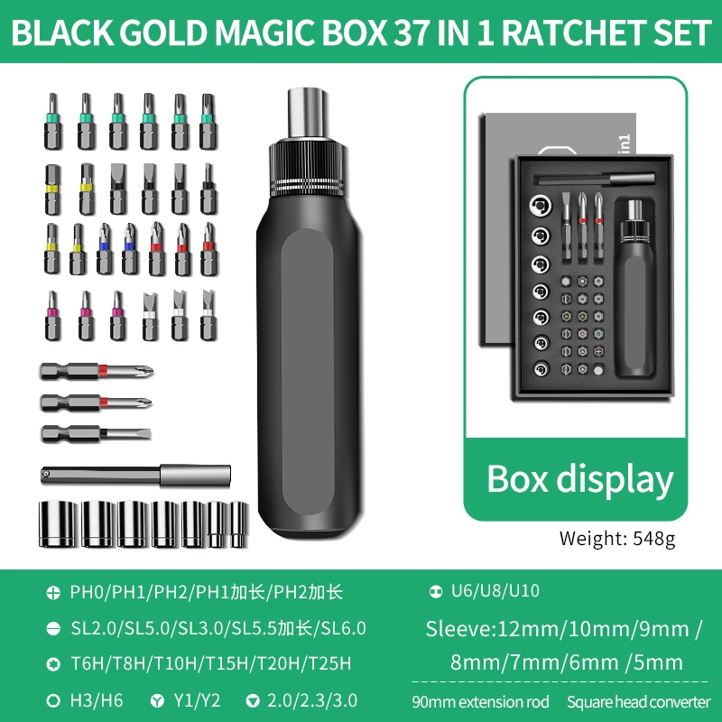 37 in 1 Ratchet Screwdriver Set High Precision Multifunctional Screw Driver Set Phone Repairing Tools CRV Bits