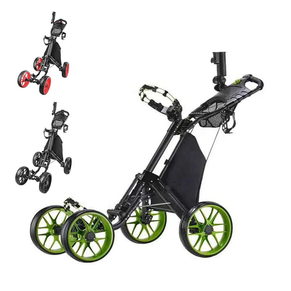 Factory Hot Selling 2 3 4 Wheels Push Golf Trolley Electric Custom Your Logo Quick Open  Foldable Push Golf Trolley Cart