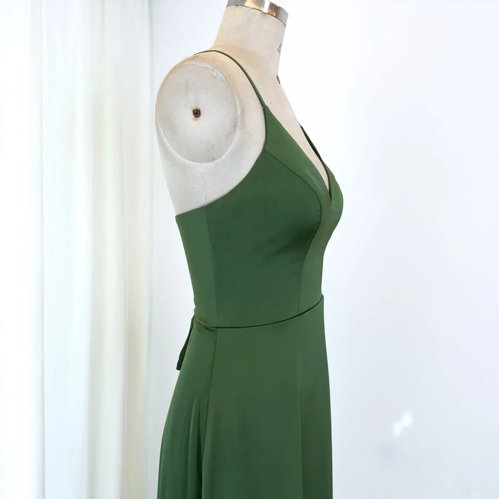 TEENYEE New Arrival V-Neck Green Bridesmaid Dress Evening Woman Plus Size Wedding Dress Elegant