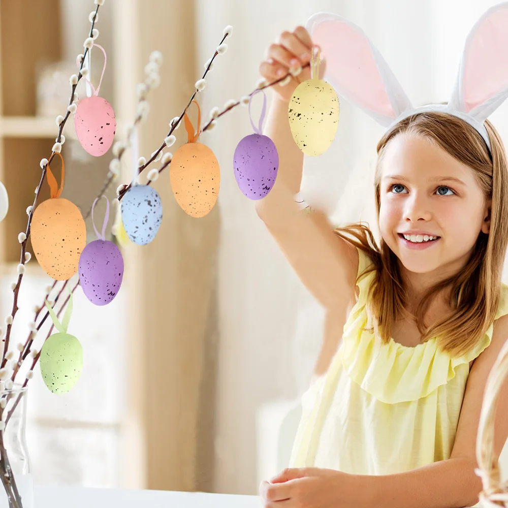 New Design Low Price High Quality Easter Egg Pendant Easter Artificial Egg Easter Decorative Foam Speckled Egg Hanging Ornament