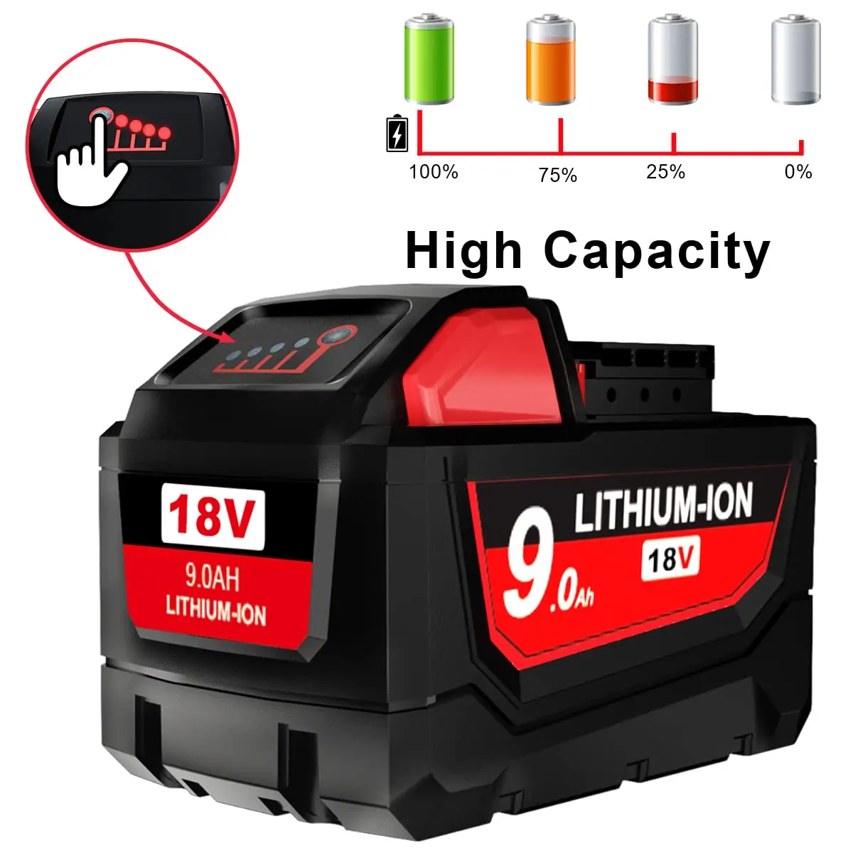 48-11-1812 replacement 18v lithium battery m 18 M 18B Tool battery forMilwaukees 2869 case 18650 lithium battery 18v 6Ah 9Ah