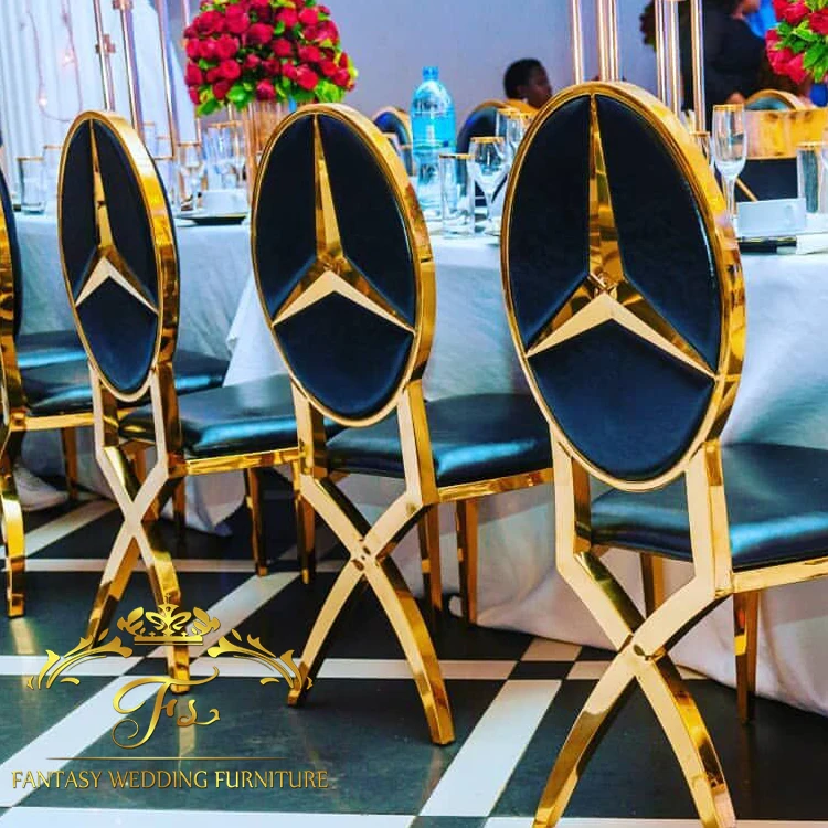 Unique hot sales oval back stainless steel white wedding chairs with cushion