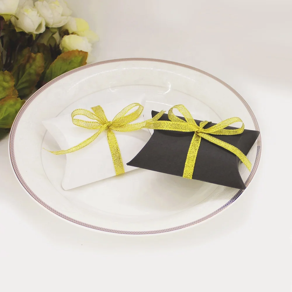 Pillow Ribbon Paper Sweet Candy Packaging Box for Wedding Baby Shower Party Gift Box