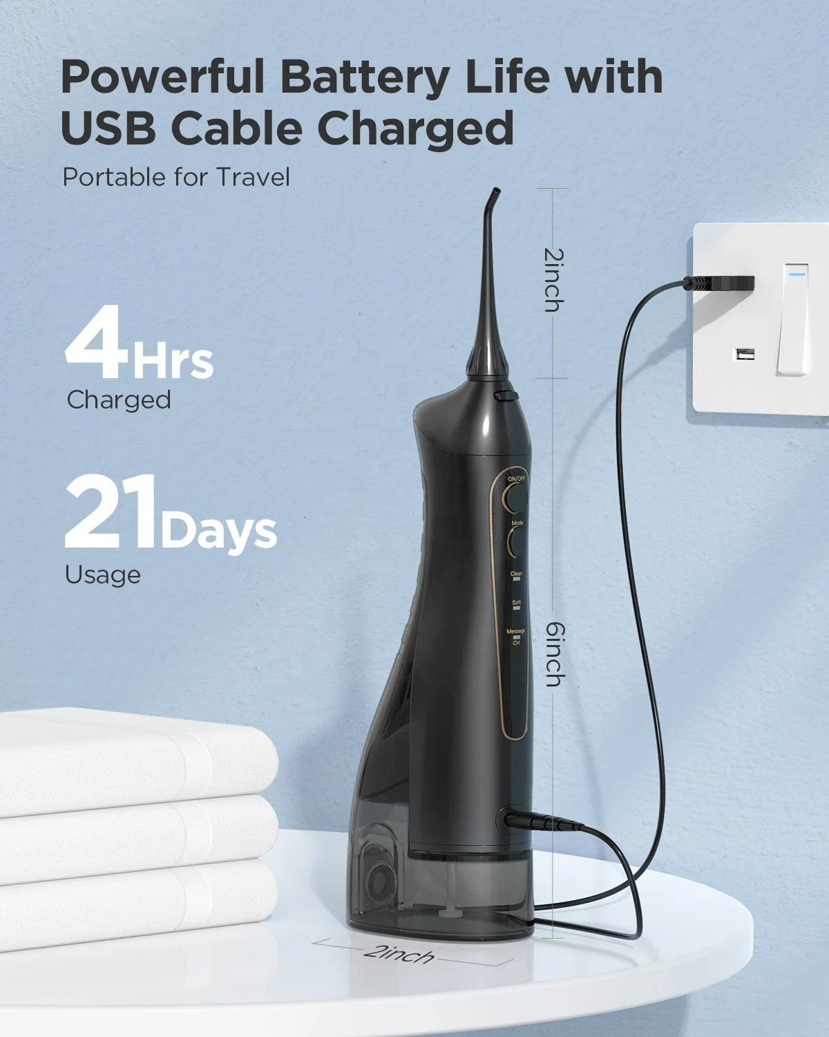 Cordless Water Flosser Rechargeable Portable Oral Irrigator for Travel Home Soft Waterproof Usb Power Item Battery Tank