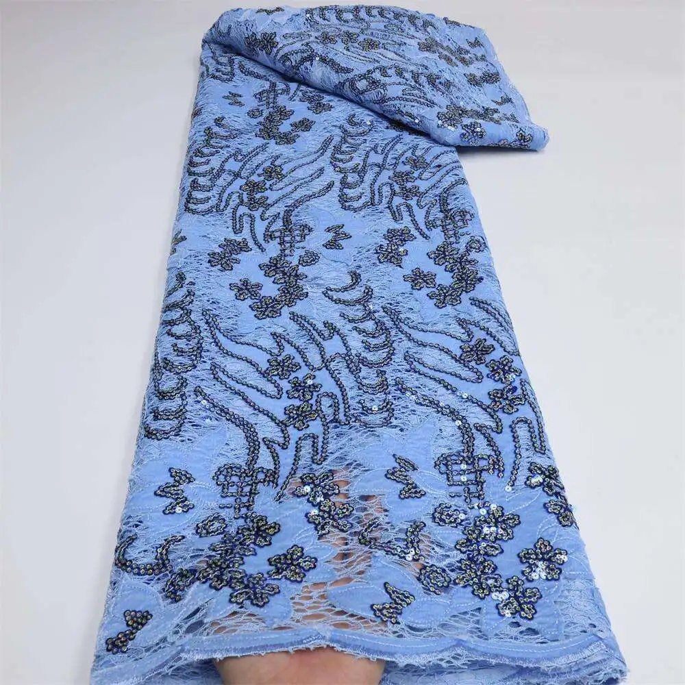 Hollow embroidery gold velvet embroidery fabric sequin lace fashion dress lace fabric