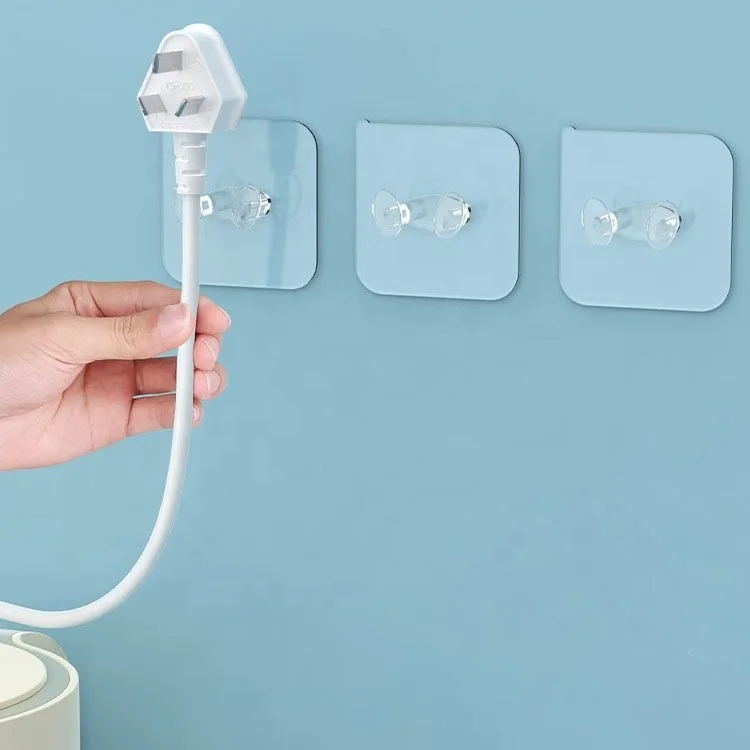 Multifunctional transparent power plug hook Socket pin bracket free perforation-free traceless storage plastic sticky hook