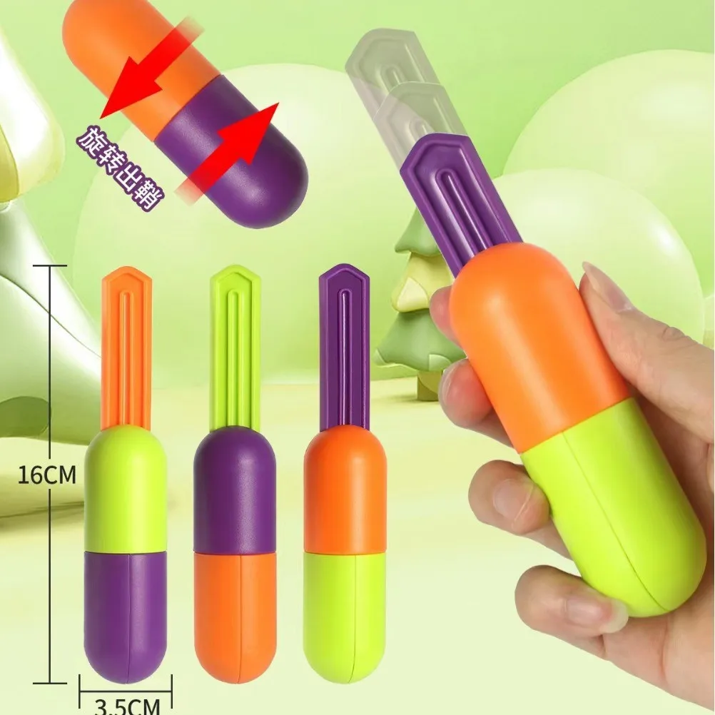 2023 3D Gravity Capsule Rotating Telescopic Knife Creative Capsule Toy round safe Radish Knife Decompression Toy