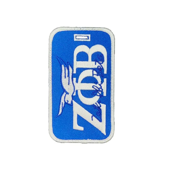Blue And White Greek Twill Letters Embroidery Patches Custom Zeta Phi Beta 1920 Shield Embroidered Patch