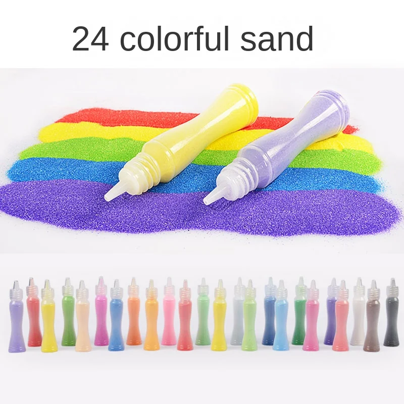 Children Creative DIY Sand Painting Drawing Toys Educational Colored Sand Bottled Luminous Shaking Sand Handmade for Kids Baby