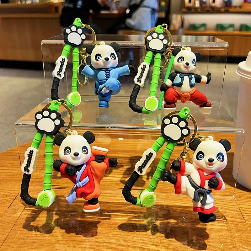 2024 кольцо для ключей с мультяшными куклами кунг-фу Панда тхэквондо кукла сумка для ключей силиконовые бусины для изготовления брелков