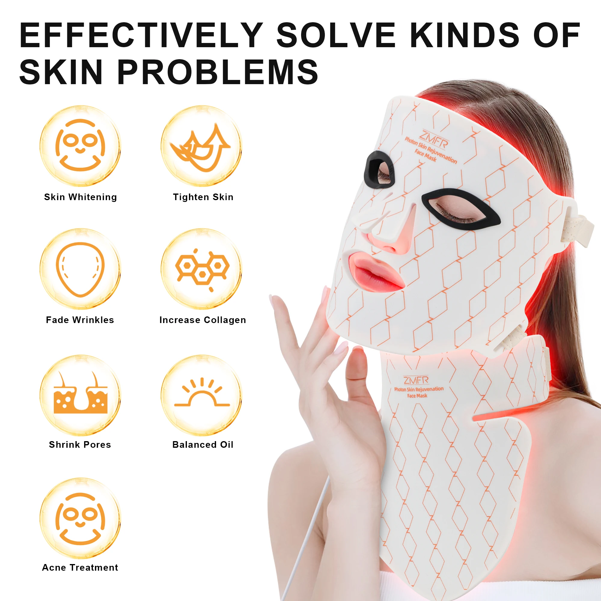 Silicon Soft Bendable Silicone Skin Care LED Facial Mask With Neck Chest Treatment Beauty Home Use