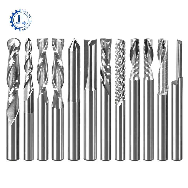 Jialing Spiral Router Bit CNC Tools MDF Spiral Two Flute Cut Up Down Compression Carbide End Mills Acrylic Milling CNC Bits