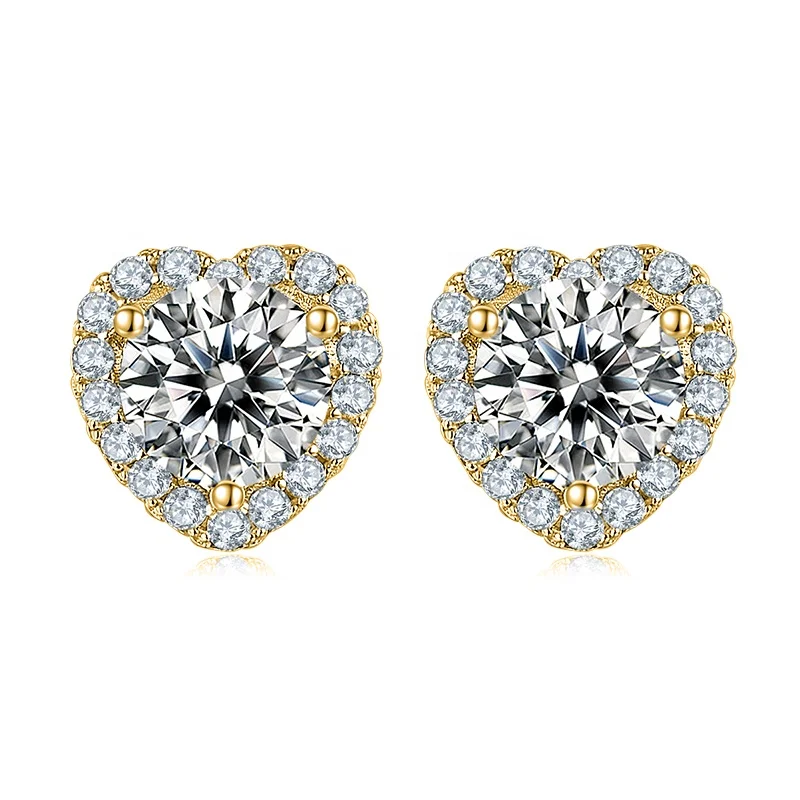 Ювелирные изделия Baifu оптовая цена любовь навсегда круглый 1 карат Муассанит 18 белые золотые серьги свадьба