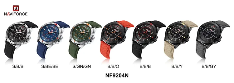 NAVIFORCE 9204N BBGY Hot selling Casual Nylon Strap quartz watches mens original brand factory Date wristwatch waterproof clock