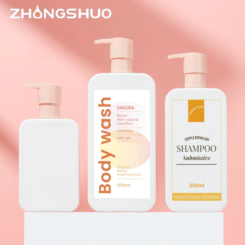 luxury 500ml plastic shampoo bottles white foam lotion bottle 250ml 350ml pe bottle for skincare packaging