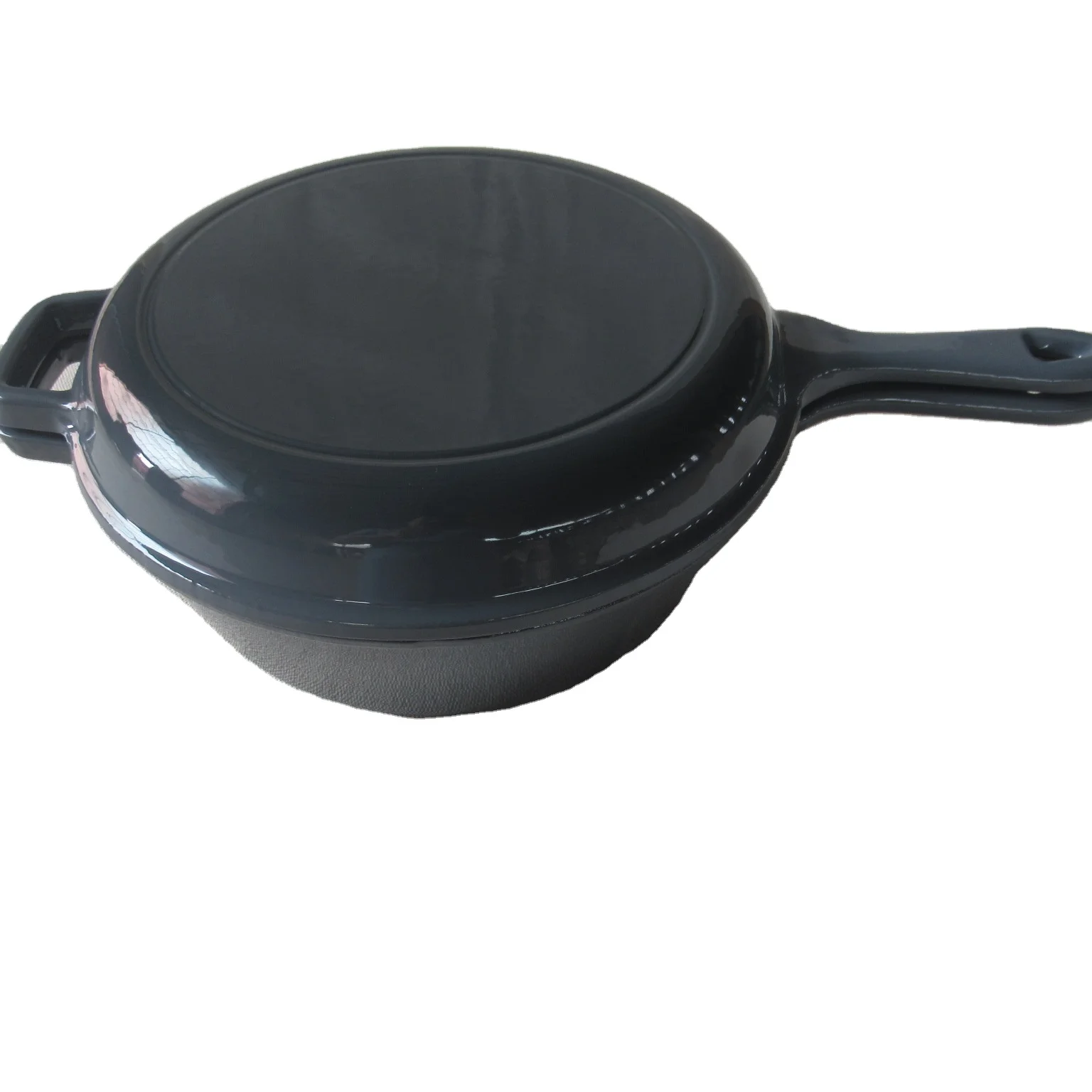 Wholesale High Quality Enamel Combo Cooker 2 in 1 Cast Iron Double Use Dutch Oven with Skillet Lid