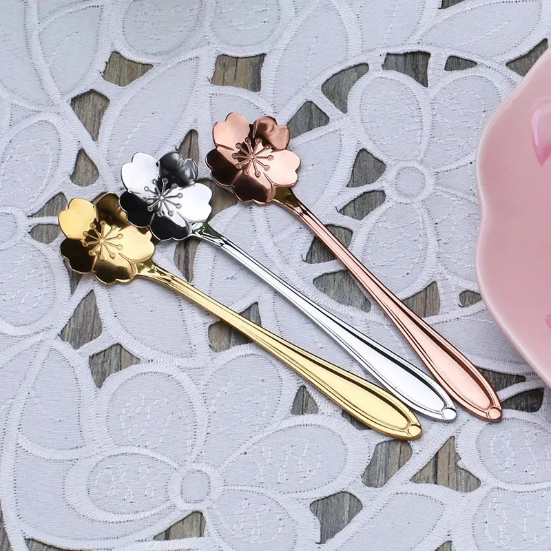 Amazon Gifts metal flower shape spoon tea coffee dessert spoon stainless steel flower spoon