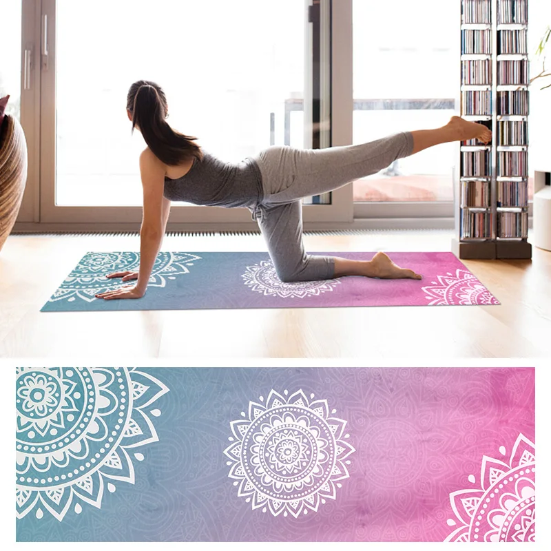 Wholesale Custom design wide thick non slip eco Printing Fitness mat gym microfiber yoga mat towel