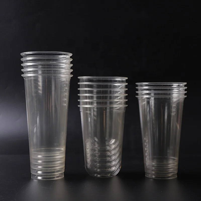 Pla Pet U Shape Custom Printing For Milk Tea Disposable Plastic Cups