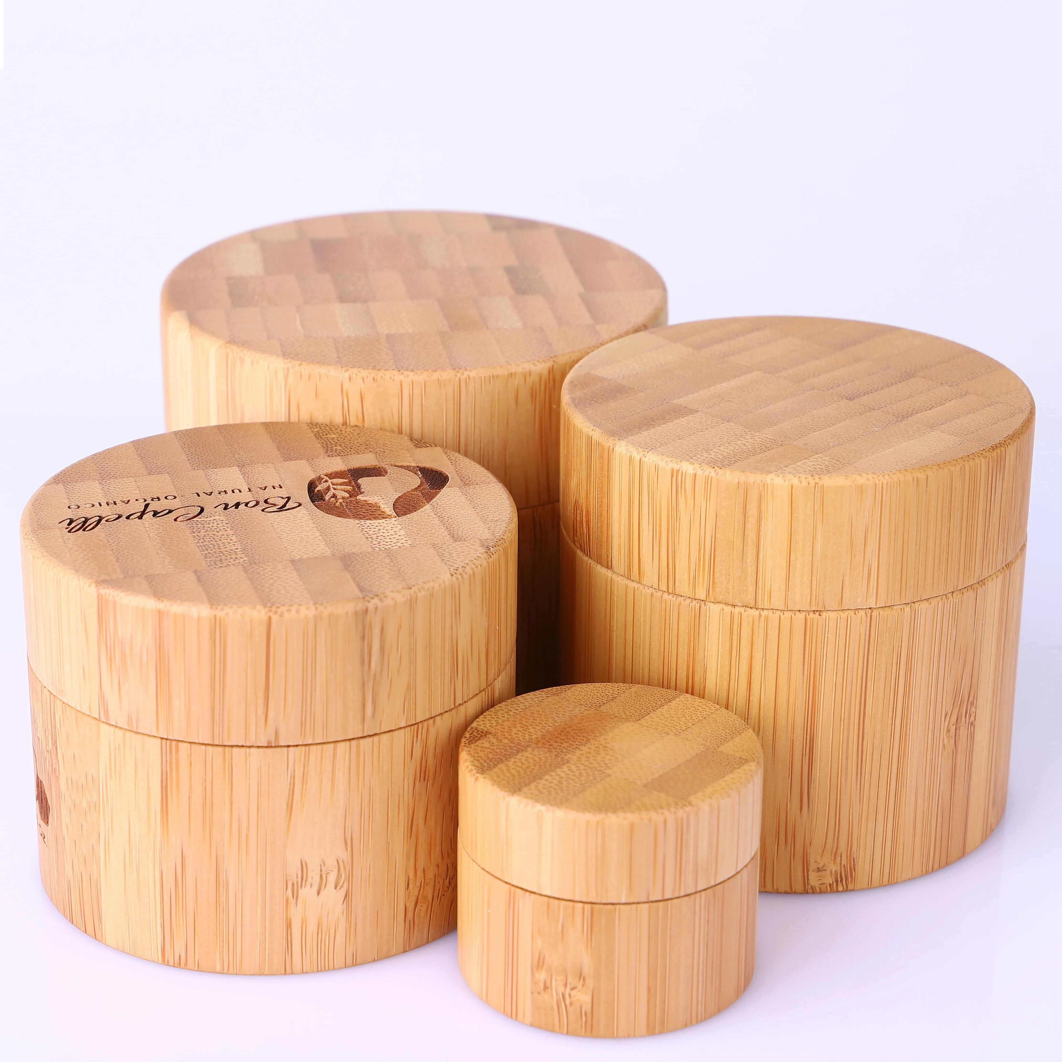 Hot Sale Bamboo Color Glass Jar Skin Care Cosmetics Portable Sealed Wooden Lid Jar Set