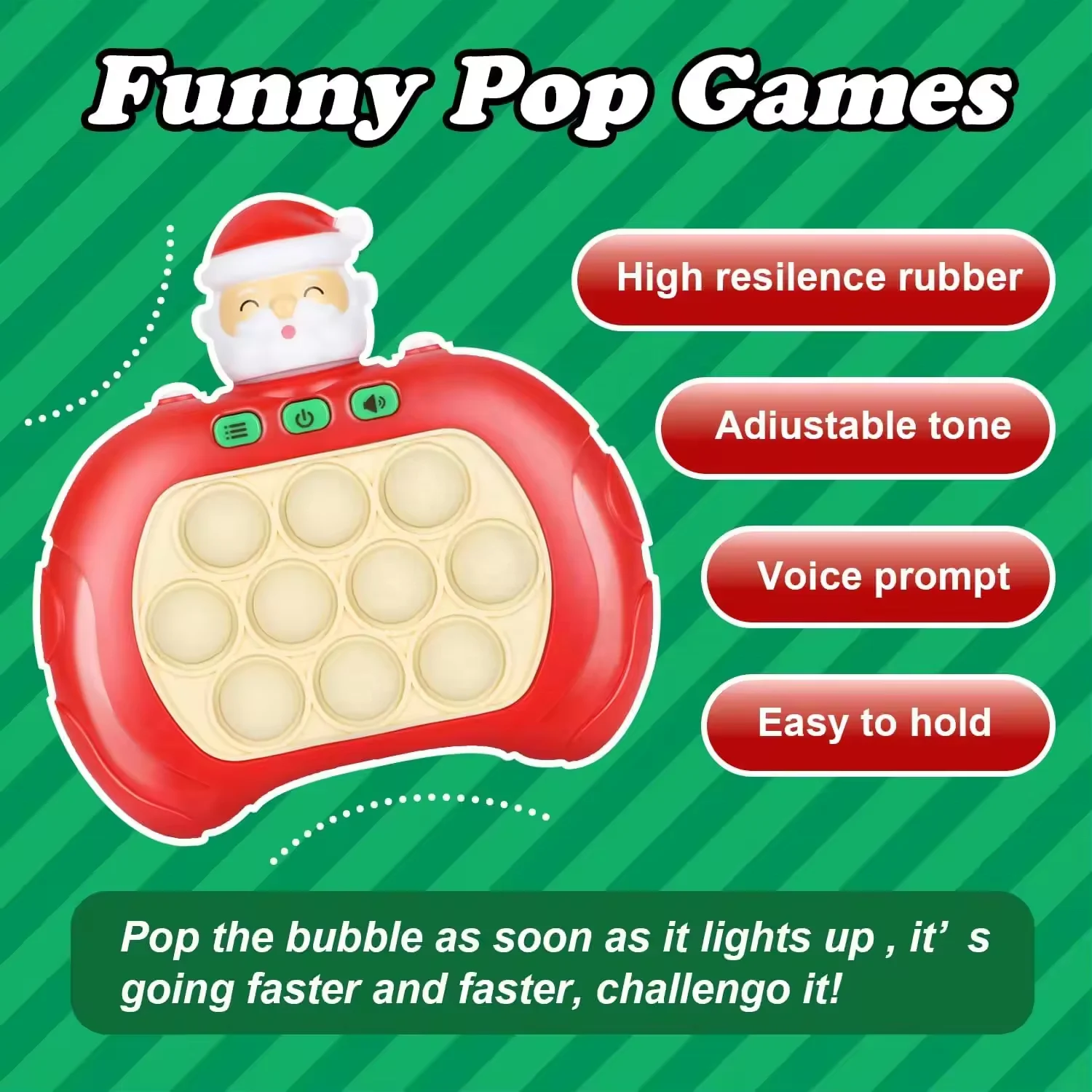 Quick Push Toy Quickly and Press Fidget Machine Santa Claus Finger Pressure Bubble Sensory Christmas Gift for Children