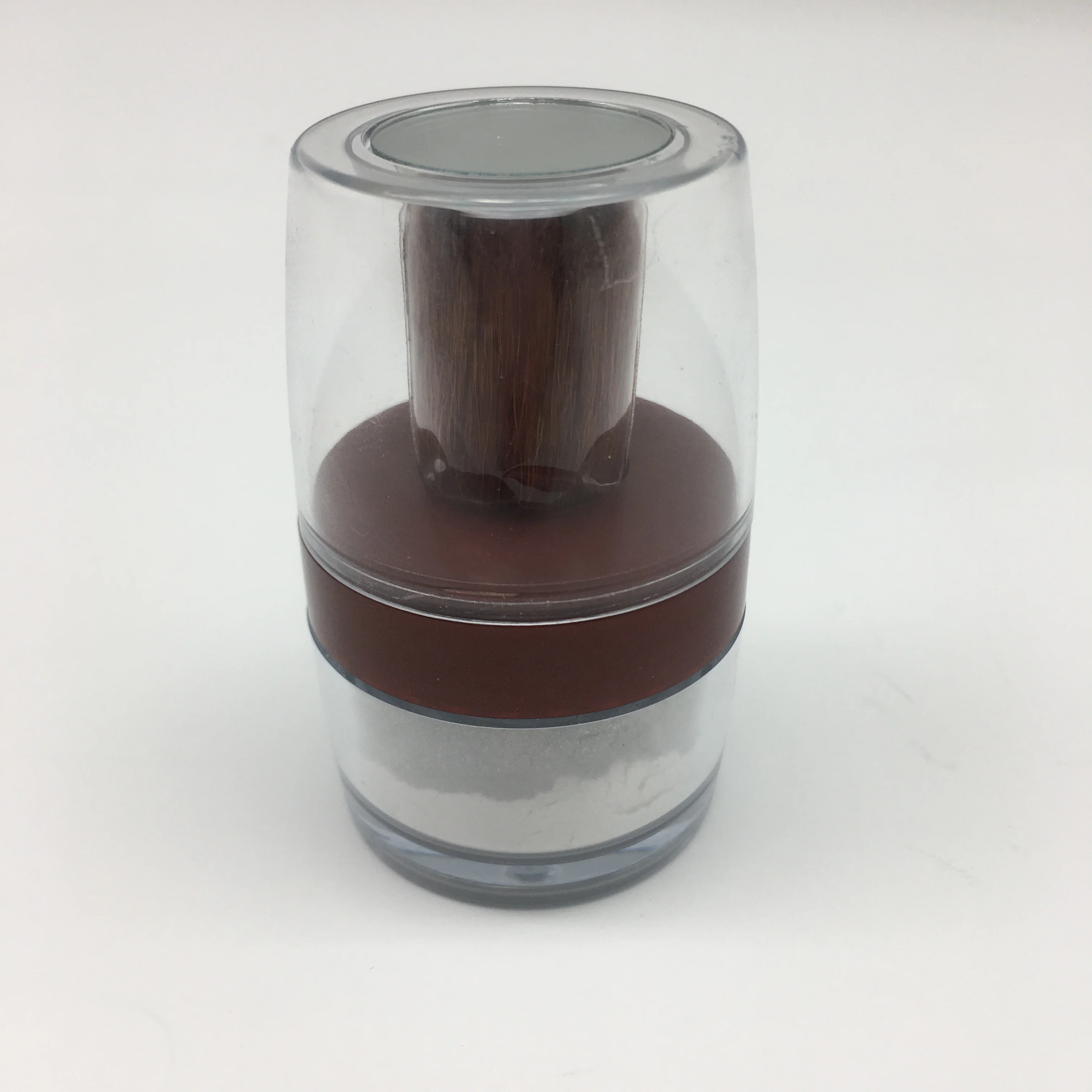 Empty Loose Powder Case container with Brush, DIY Silver Black Portable Cosmetic Powder Bottle Box, Makeup Tool