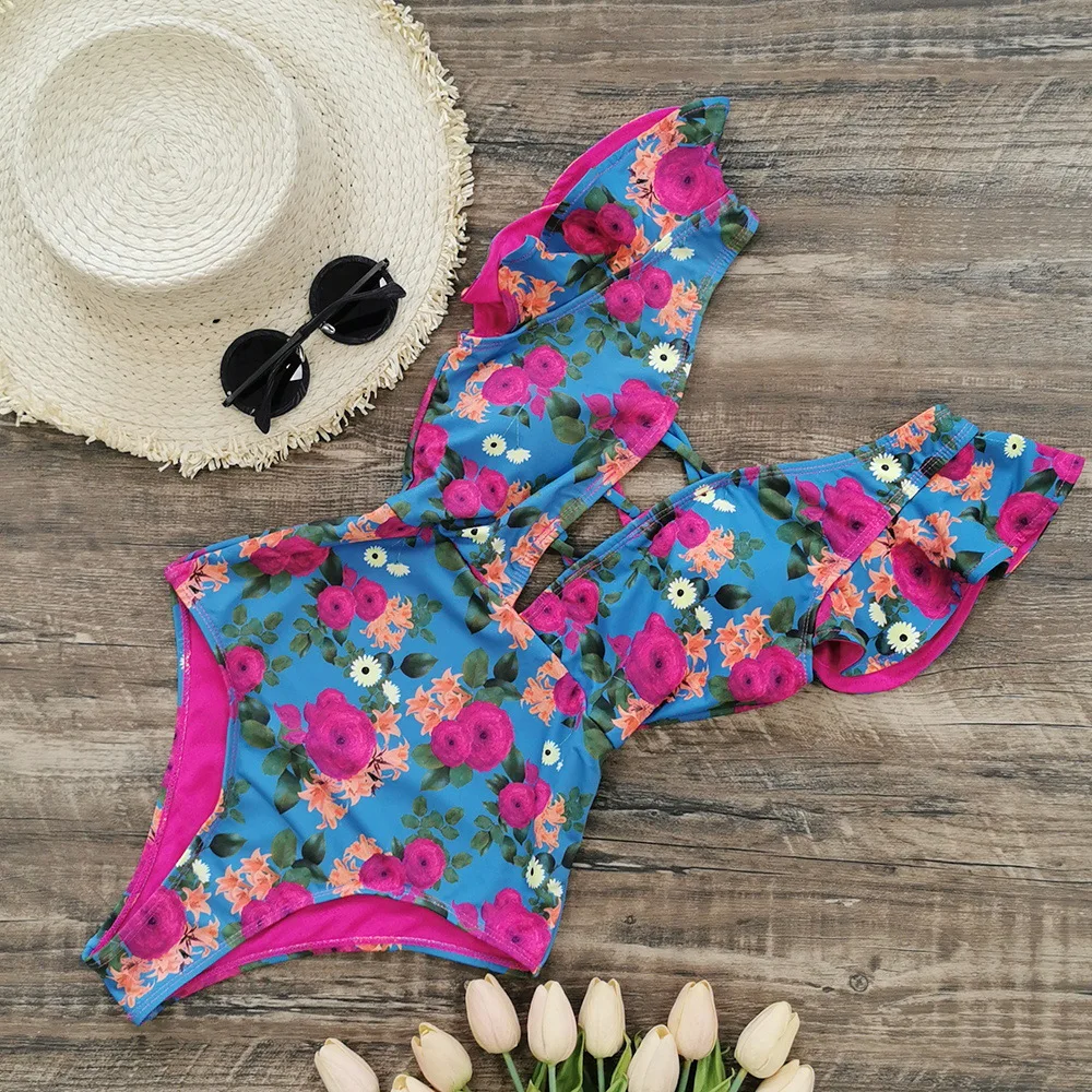 Hot Sale Fashion Girl Surf V-Neck Beach One-Piece Swimsuit Hot Sexy Xxx Beautiful Girls Swimwear Bikini