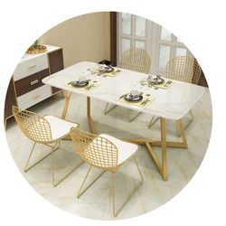 Customized Nordic Modern Marble Dining Simple Small Apartment Dining Table Home 4 People Dining Table And Chairs