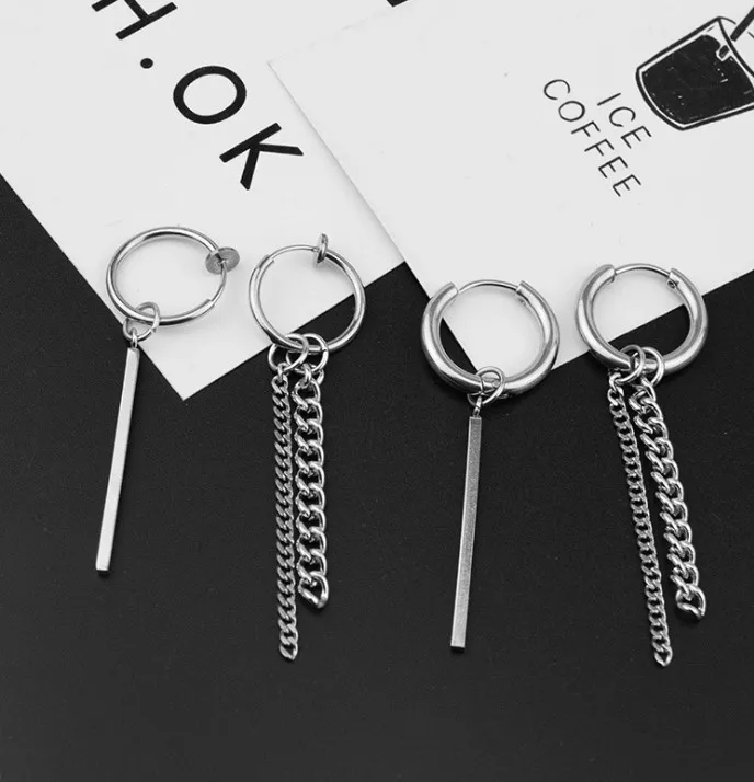 Wholesale Kpop Stars Earrings Chains Fashion Stainless Steel Punk Earring Jewelry