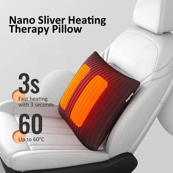 Anjuny Warmtekussen Car Office USB Heated Lumbar Support Pillow Travel Heating Massage Cushion for Back for Hotels and Nursing