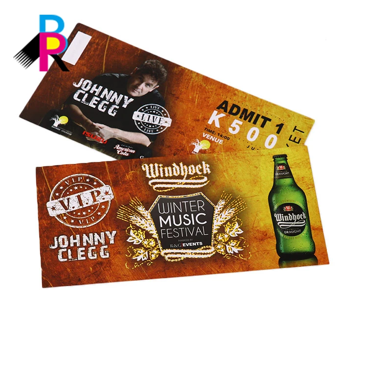 Customized High Quality Paper Printing Discount Vocal concert Theme Park Ticket